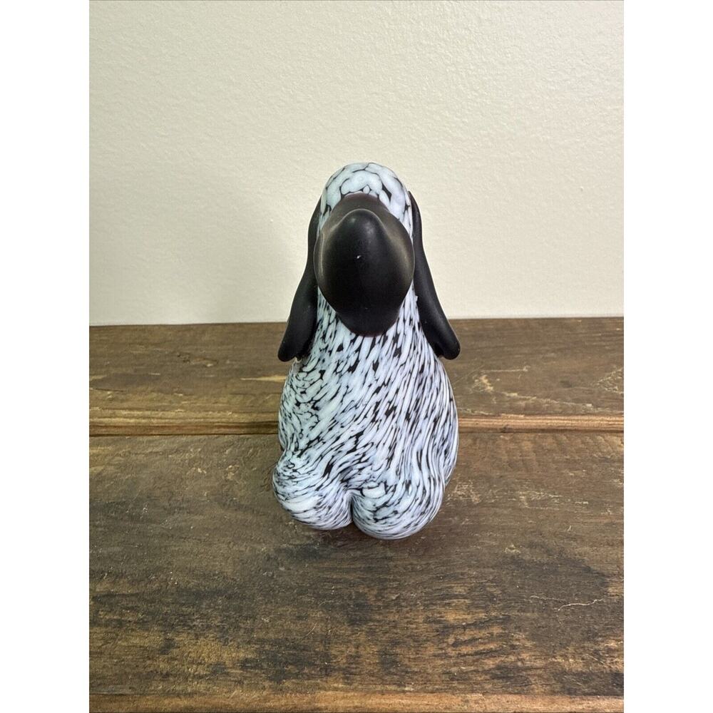 Archimede Seguso Art Glass Hound Dog Nero A Macchie Di Smalto Bianco Paperweight - Picture 2 of 10